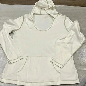 ❤️2/$30❤️[XL]Eddie Bauer Cream LS Scoop Neck  Hoodie-NWOT